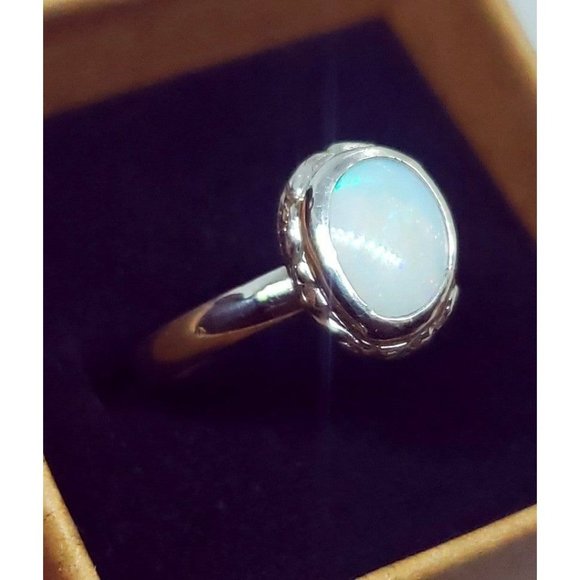 Sterling silver and Australian Opal crystal ring handmade floral design - Picture 2 of 12